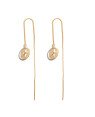 Brinco Fio c/ Corrente p/ Lua Estrela (Chaton) e Rodio - 00 - 12mm x 70mm - 2.54gr