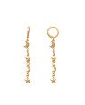 Brinco Argolinha p/ 2 Luas Lisas 2 Estrelas Diamantadas - 00 - 11mm x 57mm - 2.22gr