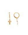Brinco Argolinha c/ Cruz 10mm c/ Cristo  - 00 - 11mm x 24mm - 1.36gr