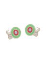 Brinco AG Olho Grego 9mm (Verde/Rosa Escuro/Azul Claro) - G5 - 9mm x 9mm - 1.14gr