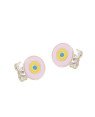 Brinco Ag Olho Grego 9mm (Rosa Claro/Amarelo/Azul Claro) - G5 - 9mm x 9mm - 1.35gr