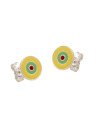 Brinco Ag Olho Grego 9mm (Amarelo/Verde/Rosa Escuro) - G5 - 9mm x 9mm - 1.38gr