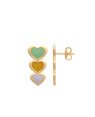 Brinco 3 Coracoes em Pe c/ Resina (Verde/Amarelo/Lilas) - 00 - 10mm x 20mm - 2.18gr