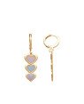 Brinco Argolinha p/ 3 Coracoes em Pe (Rosa/Azul/Lilas) - 00 - 10mm x 35mm - 2.78gr