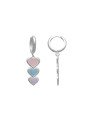 Brinco AG Argolinha Fundida p/ 3 Coracoes (Rosa/Azul/Lilas) - G6 - 10mm x 35mm - 3.95gr