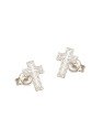 Brinco Ag Cruz 10mm Borda c/ Bolinhas Meio lisa  - G5 - 7mm x 10mm - 0.85gr