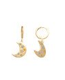 Brinco Argola  Lua Diamantada c/ Estrelas Coloridas - 00 - 7mm x 30mm - 2.31gr