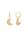 Brinco Argola Lua c/ Estrelas Vazadas  - 00 - 7mm x 30mm - 2.06gr