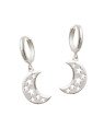 Brinco Ag Argola 13mm Lua c/ Estrelas Vazadas  - G6 - 7mm x 30mm - 3.23gr