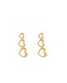 Brinco Pino 3 Coracoes Vazados Borda Lisa - 00 - 10mm x 25mm - 1.38gr