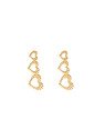 Brinco Pino 3 Coracoes Vazados Borda Diamantada - 00 - 10mm x 25mm - 1.39gr