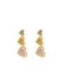 Brinco c/ 3 Coracoes Borda Diamantada (Rosa Amarelo Azul) - 00 - 10mm x 25mm - 3.83gr