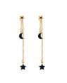 Brinco 2 Estrelas 1 Lua 2 Corrente (Azul Escuro) - 00 - 8mm x 53mm - 4.31gr