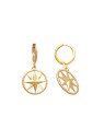 Brinco Argola c/ Medalha Rosa Dos Ventos Vazada  - 00 - 15mm x 30mm - 2.33gr