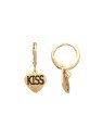 Brinco Argola c/ Coracao "Kiss" p/ Resina - 00 - 10mm x 25mm - 2.21gr