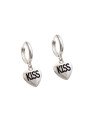 Brinco Ag Argola c/ Coracao "Kiss" p/ Resina - G6 - 10mm x 25mm - 3.17gr