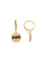 Brinco Argola Redondo Kiss Reticulado p / Resina  - 00 - 12mm x 25mm - 2.60gr