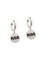 Brinco Ag Argola Redondo Kiss Reticulado p / Resina  - G6 - 12mm x 25mm - 3.78gr