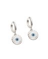 Brinco ag Argola Olho Grego Diamantado (Branco Azul Preto) - G6 - 13mm x 20mm - 3.73gr