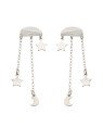 Brinco AG  c/ 2 Correntes 2 Estrelas 6mm 1 Lua P.Q - G3 - 15mm x 55mm - 3.01gr