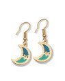 Brinco Gancho c/ Lua  Estrela (Azul Bandeira/Verde Pastel) - 00 - 15mm x 33mm - 1.73gr