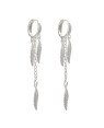 Brinco AG Argolinha c/ 3 Penas Estampadas 1 Corrente  - G6 - 13mm x 61mm - 3.87gr