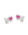 Brinco AG Coracao Mini Estamp Borda Lisa (Rosa escuro novo) - G5 - 6mm x 6mm - 0.74gr