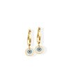 Brinco  Argola 13mm c/ 1 Olho Grego (Branco/Azul/Preto) - 00 - 13mm x 24mm - 1.62gr