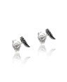 Brinco AG (Envelhecido) Pena Estampada 6mm  - G5 - 2mm x 6mm - 0.45gr