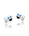 Brinco AG Emoji Sorridente c/ Estrela (Estrela Azul/Boca Preta) - G5 - 6mm x 6mm - 0.77gr