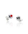 Brinco AG Redondo 6mm LOVE (Preto) Coracao (Vermelho) - G5 - 6mm x 6mm - 0.74gr