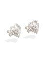 Brinco AG Coracao 10mm Trancado Borda Bolinhas  - G3 - 11mm x 10mm - 1.64gr