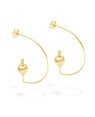 Brinco 1/2 Argola Fio c/ 1 Bola 8mm 3 Bolas 3mm - 00 - 28mm x 40mm - 2.63gr