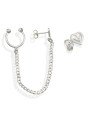 Brinco AG 1/2 Par Coracao 1/2 Par Coracao Corrente e Piercing  - G6 - 11mm x 102mm - 1.80gr