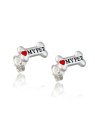 Brinco AG Ossinho "My Pet" c/ Coracao (Preto e Vermelho) - G5 - 6mm x 10mm - 1.04gr