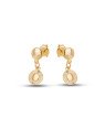 Brinco Botao Meio Bola Lisa c/ Botao Diamantado 7.5mm - 00 - 8mm x 19mm - 1.39gr