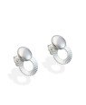 Brinco AG Redondo 7.5mm c/ Redondo Vaz Diamantado  - G3 - 10mm x 15mm - 1.52gr