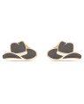 Brinco Chapeu 13mm c/ Resina (Preto e Branco)  - 00 - 20mm x 11mm - 1.40gr