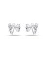 Brinco AG Coracao Comprido 8mm c/ Pedra Cristal - G5 - 8mm x 6mm - 0.69gr