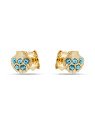 Brinco Concha 8mm c/ 5 Pedras Azul - 00 - 8mm x 8mm - 0.90gr