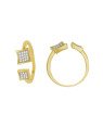 Anel Fundicao - 25 Zirconia - Aro Aberto c/ 2 Quadrado Borda Lisa c/ Pedra c/ Rodio - 00 - 1mm x 1mm - 1.58gr
