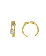 Anel Fund - 7 Zirconia - Falange Aro Metade c/ Bolinha c/ 1 Red Liso 1 c/ Pedras c/ Rodio - 00 - 1mm x 1mm - 1.30gr