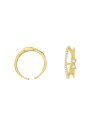 Anel Fundido De Falange - 19 Zirconia -Aro Aberto c/ 1 Fileira de Pedras e 1 Laco  - 00 - 1mm x 1mm - 1.19gr