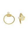Anel Fundicao - 1 Zirconia - Aro Aberto Flor c/ Perola - 00 - 1mm x 1mm - 1.81gr