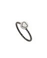 Anel AG (Envelhecida) Fio Torcido Redondo Liso c/ Coracao   - G6 - 1mm x 1mm - 0.83gr