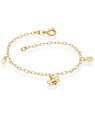 Pulseira Cadeado c/ 1 Folha 1 Flor Reta 1 Abelha p/ Resina - CS - 12mm x 200mm - 1.65gr