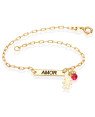 Pulseira p/ Placa Amor (Resina Preta) 1 Menina 1 Pedra Pink - CS - 18mm x 200mm - 2.06gr