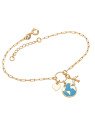 Pulseira p/ Argola c/ Mapa Mundi 1 Aviao 1 Coracao Liso 6mm  - CS - 24mm x 200mm - 2.80gr