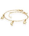 Pulseira Duas Luas e Duas Estrelas Duplas - CE - 10mm x 140mm - 1.60gr