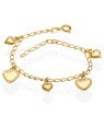 Pulseira com Tres Coracoes ABS e Dois Coracao Liso - CE - 15mm x 140mm - 2.64gr